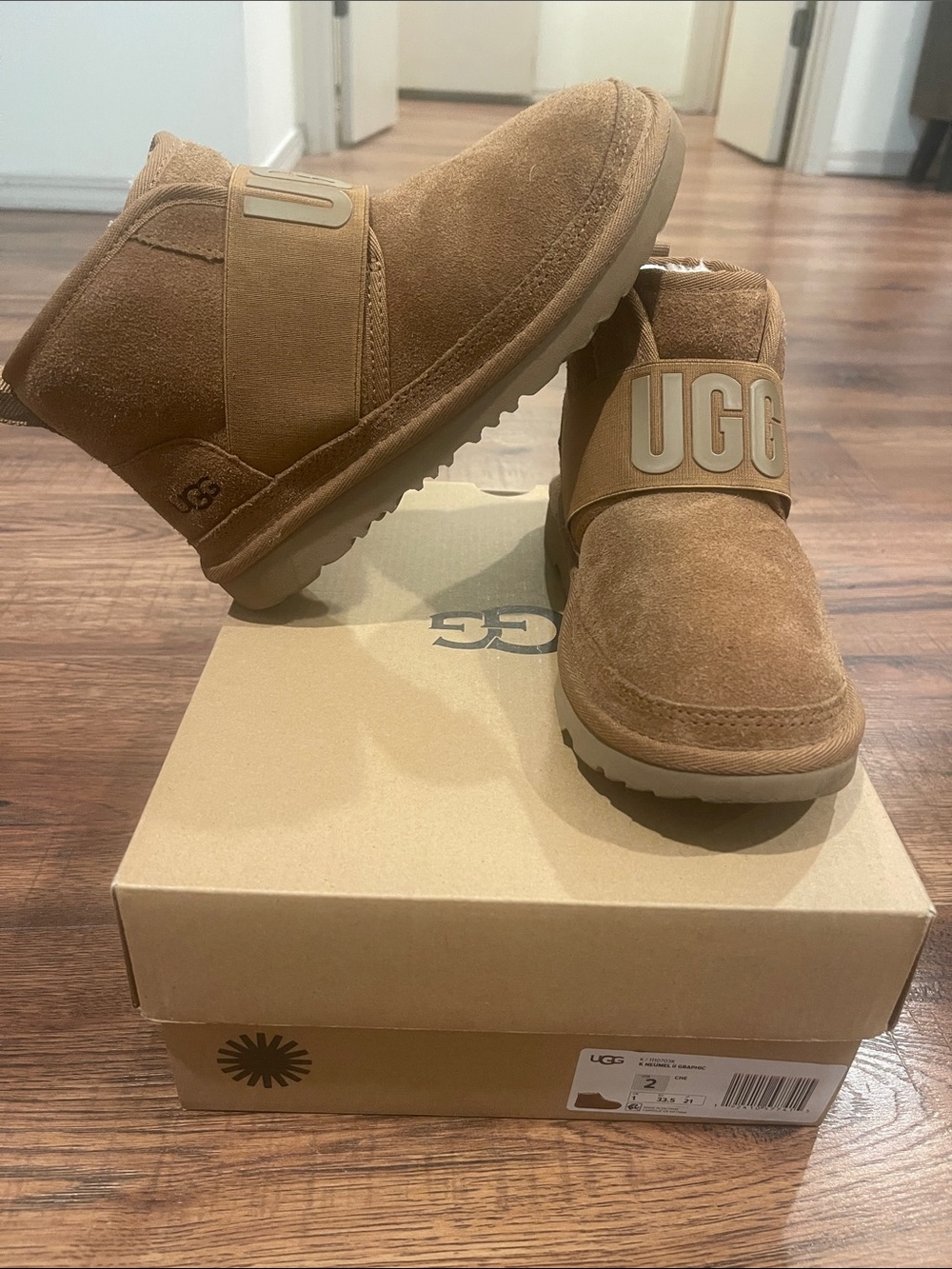 UGG Kids Slip-On Suede Boot in Chestnut Brown